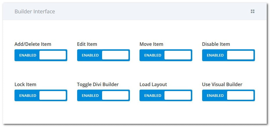 Редактор ролей Divi - Builder Interface