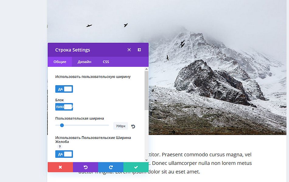 Использование Visual Divi Builder