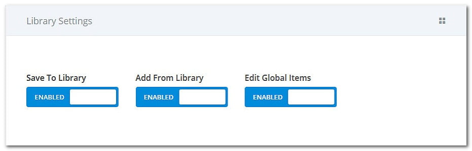 Редактор ролей Divi - Library Settings