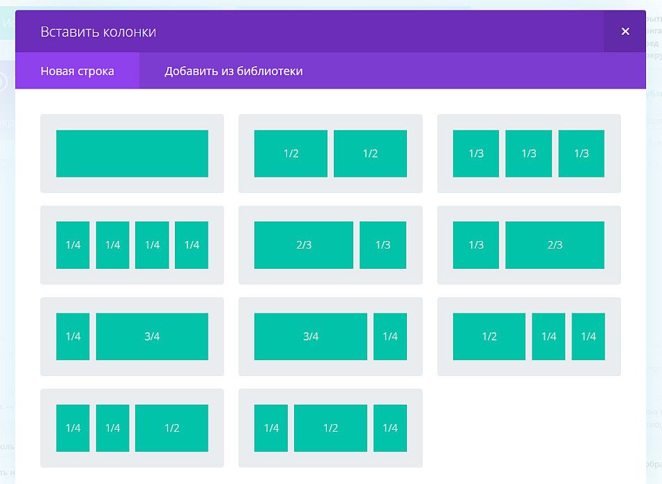 Типы строк Divi Builder