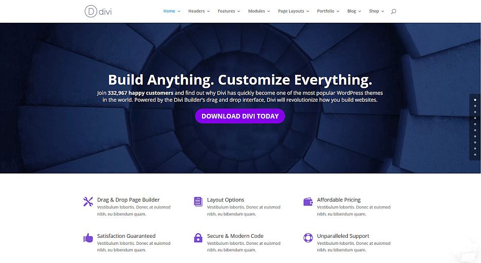 Divi demo sections