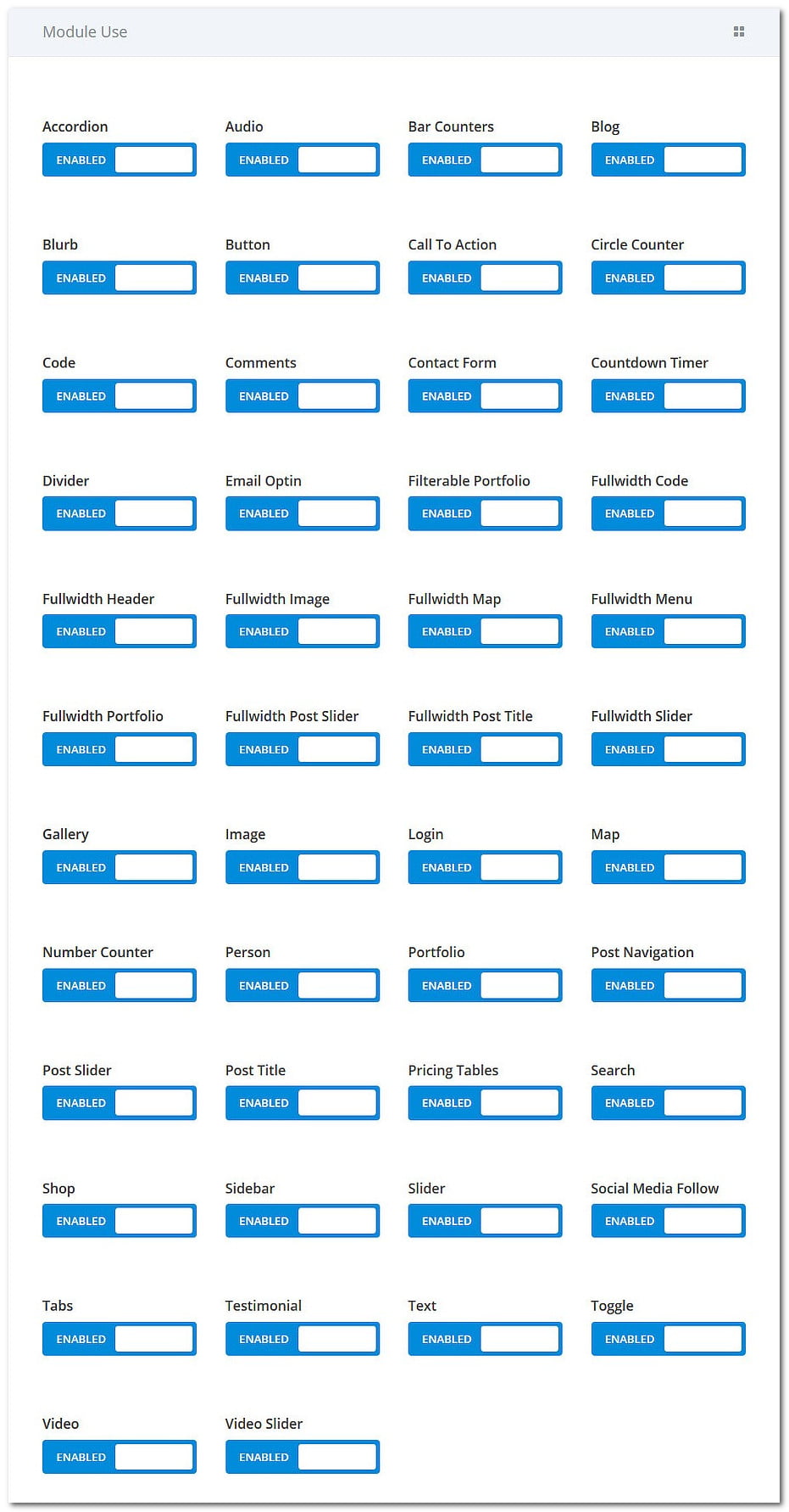 Редактор ролей Divi - Module Use