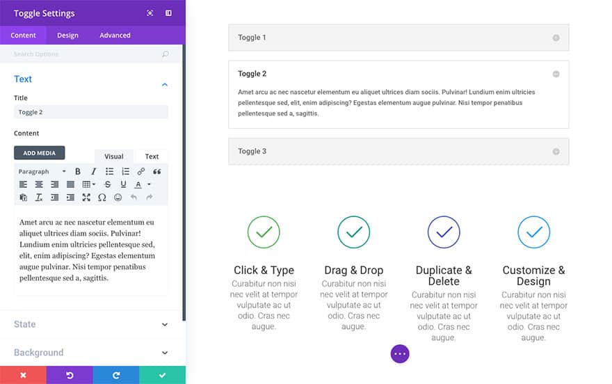 Модуль переключения Divi
